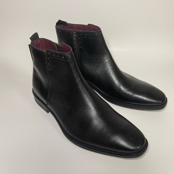 Silver Street Leather Boots Men's Size 8 Wide Fit Black Flat Brogue Style NEW - Picture 5 of 14